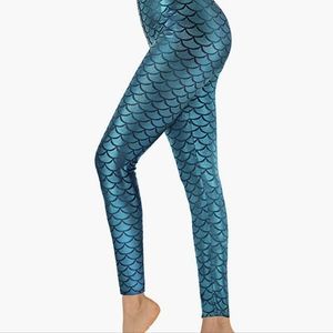 Blue Metallic Mermaid Leggings sz L